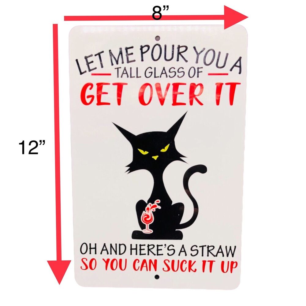 Funny Tin Sign Grumpy Cat Humor Bar Decor Wall Art Wine Wino Man Cave Girlfriend - Picture 2 of 5